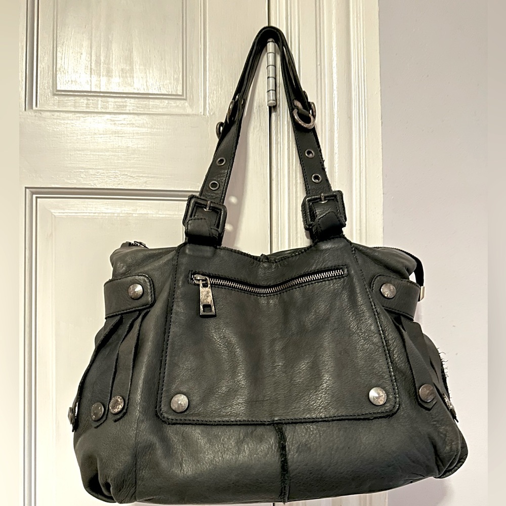 Leather tote bag
